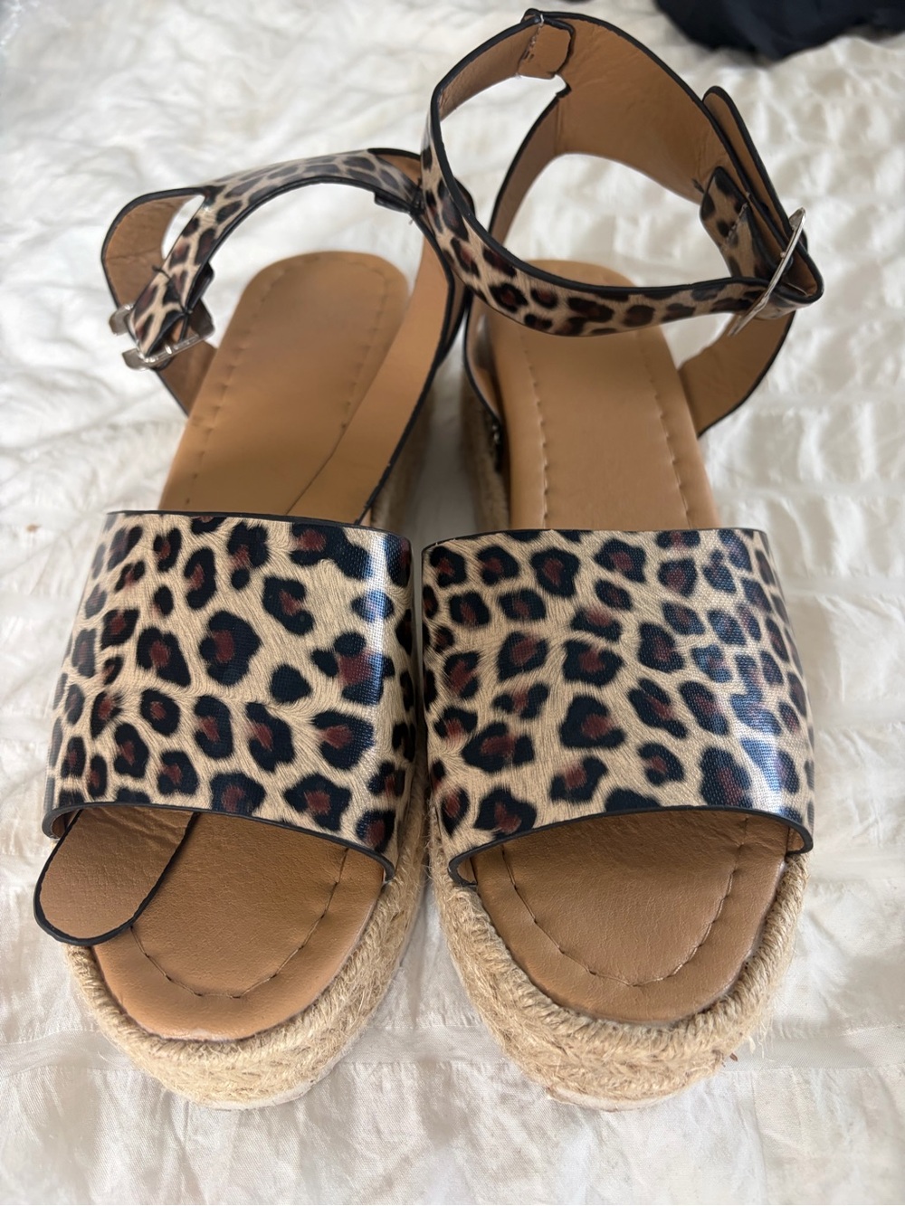 Leopard Print Espadrille Ankle-Strap Sandals for Women